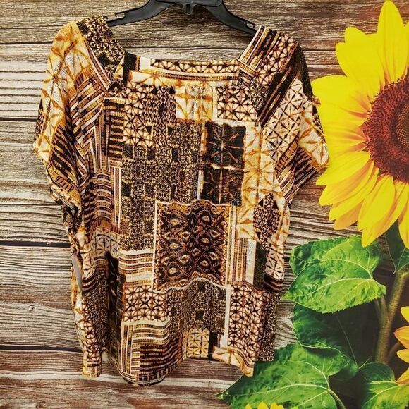 Isela pullover short Sleeve copper/ ⚫/brown blouse - Picture 6 of 7